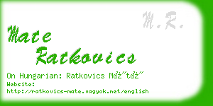 mate ratkovics business card